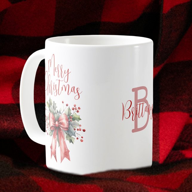 Caneca De Café Arco Vermelho de Script de Feliz Natal Moderno Per (Criador carregado)