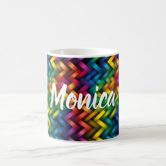 Caneca De Café Arcoíris de Geometría Vibrante (Centro)