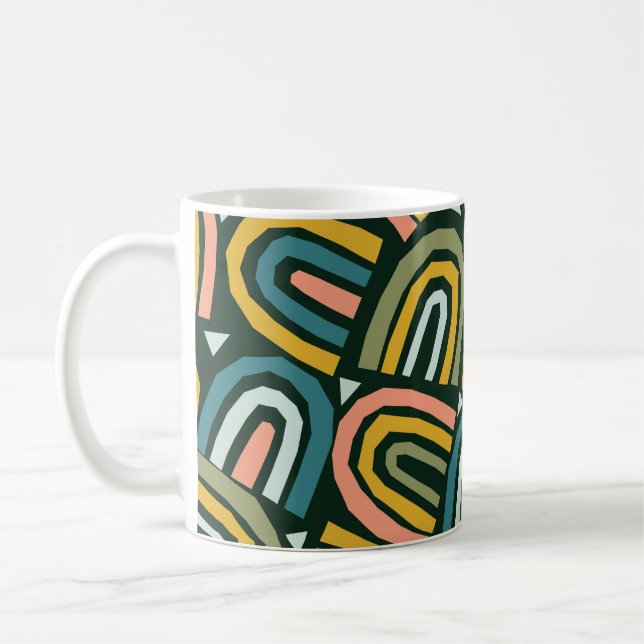 Caneca De Café Arcos-chuva em estilo geométrico, padrão de safra. (Esquerda)