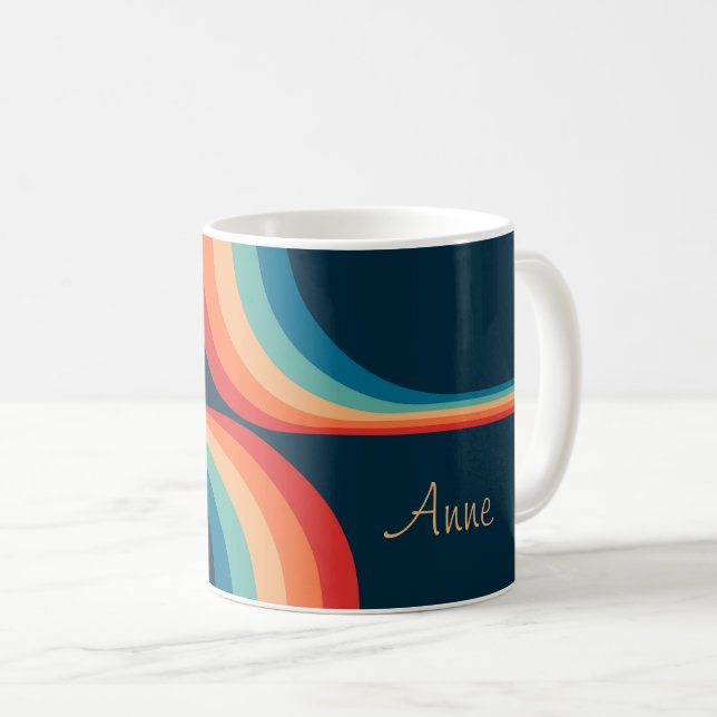 Caneca De Café Arcos coloridos no estilo retrô (Frente Esquerda)