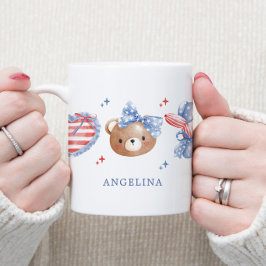 Caneca De Café Arcos de Aquarela Preppy com Monograma do 4 de Jul