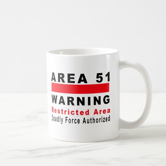 Caneca De Café Área 51 que adverte (Direita)