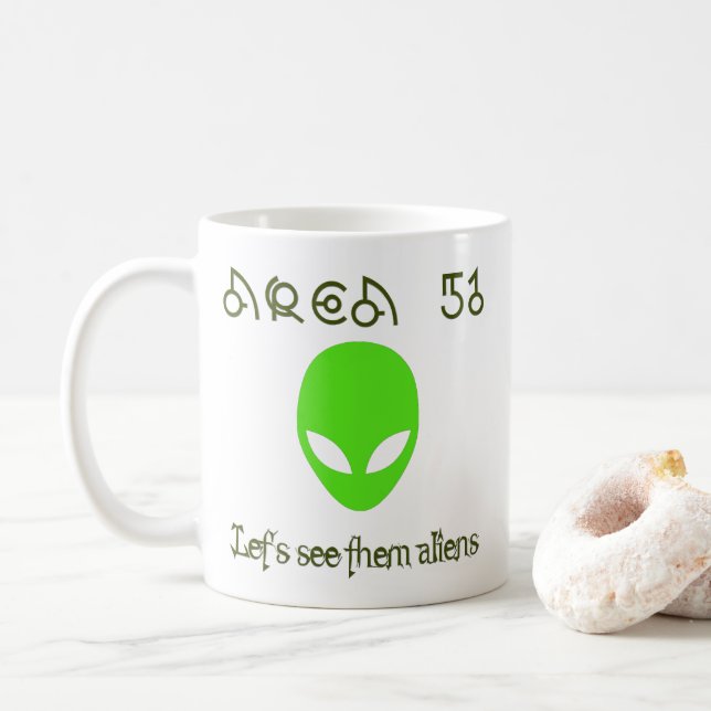 Caneca De Café Área 51 Vamos veja os aliens (Com Donut)