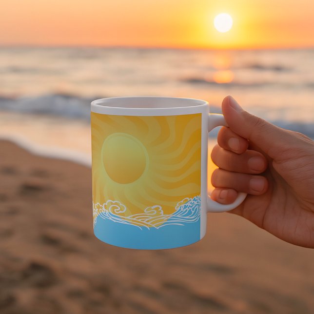 Caneca De Café Areia Amarela E Oceano (Criador carregado)