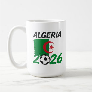 Caneca De Café Argélia 2026 Design de Fã de Futebol com Crescente