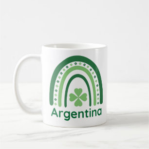 Caneca De Café Argentina Nome Clover Boho Rainbow