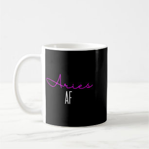 Caneca De Café Áries Feminino Af Escrita Rosa _ Zodíaco Divertido