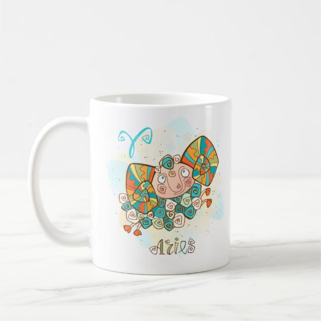 Caneca De Café Aries Horoscope Zodíaco Março 21-Abril 19 Aniversá (Esquerda)