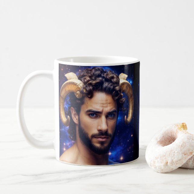 Caneca De Café Aries Masculino Café Astrológico (Com Donut)