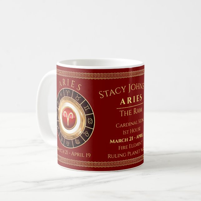 Caneca De Café Aries - O Ram Astrologic Sinal Coffee Mug (Frente Esquerda)