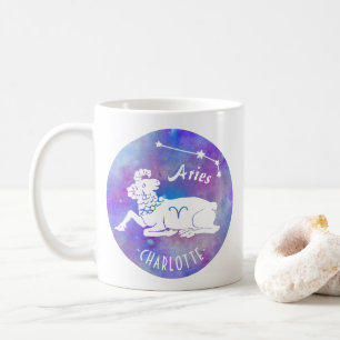 Caneca De Café Aries Ram Constulation Stars Nome Personalizado An