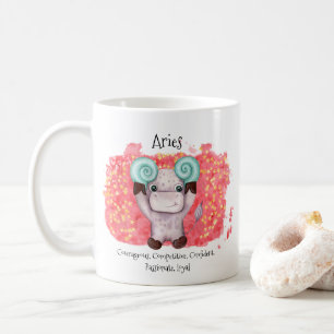 Caneca De Café Aries Ram Watercolor Bull Zodiac Monograma
