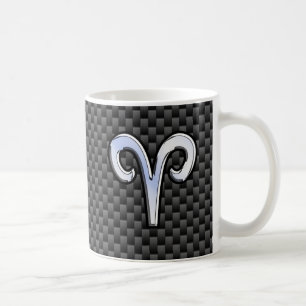 Caneca De Café Aries Símbolo Zodíaco Decor de Fibra de Carbono Pr