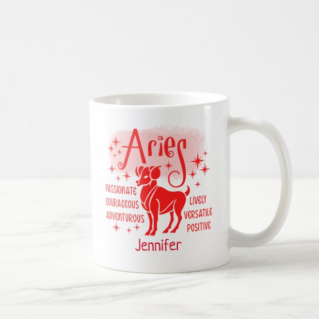 Caneca De Café Aries Zodiac Horoscope (Direita)