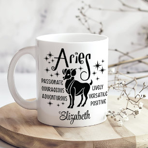 Caneca De Café Aries Zodiac Horoscope Nome Personalizado