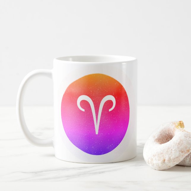 Caneca De Café Aries Zodiac - Sinal Moderno (Com Donut)