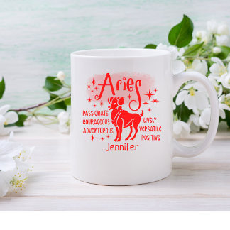 Caneca De Café Aries Zodiac Traços Personalizados Horoscópio