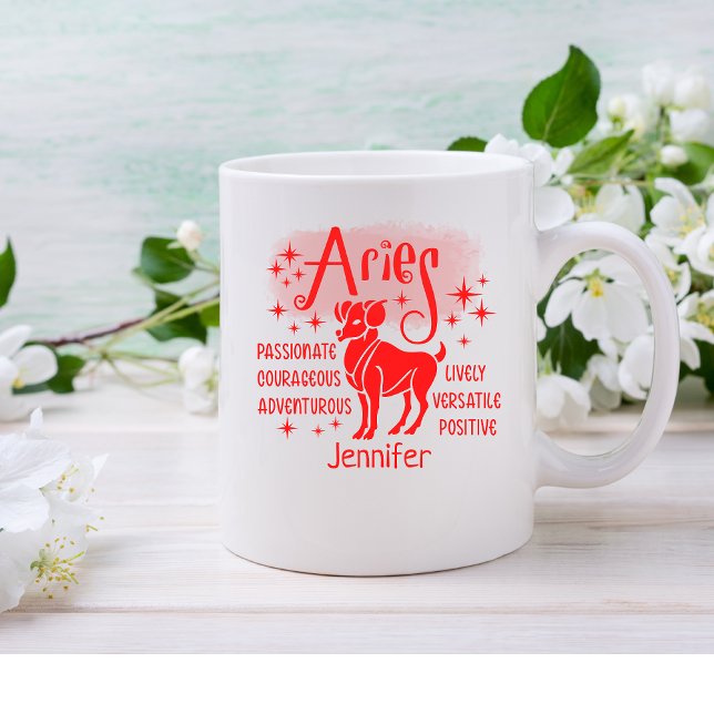 Caneca De Café Aries Zodiac Traços Personalizados Horoscópio (Criador carregado)