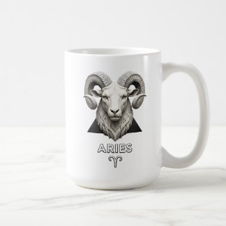 Caneca De Café Áries Zodíaco Carneiro Clássico Preto Branco Astro