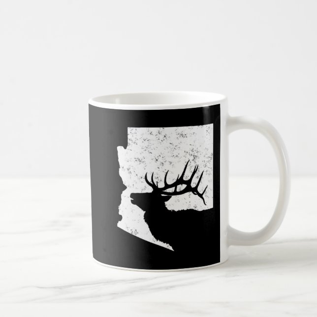 Caneca De Café Arizona Elk Hunting Bull Elk AZ Forma Estatal (Direita)