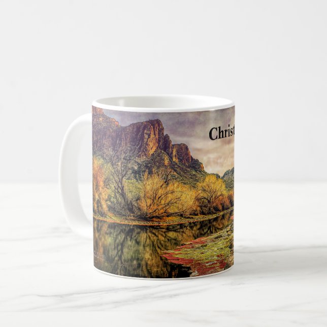 Caneca De Café Arizona River Sonoran Desert Mounts Digital Art (Frente Esquerda)