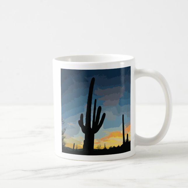 Caneca De Café Arizona Saguaro Cactus Sudoeste Sunset (Direita)