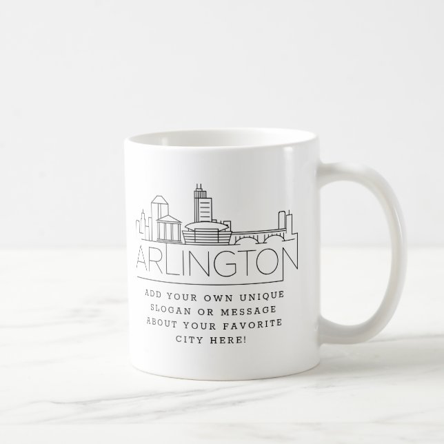 Caneca De Café Arlington Stylized Skyline | Slogan Personalizado  (Direita)