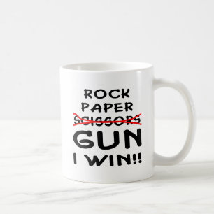 Caneca De Café Arma que de papel das tesouras da rocha eu ganho