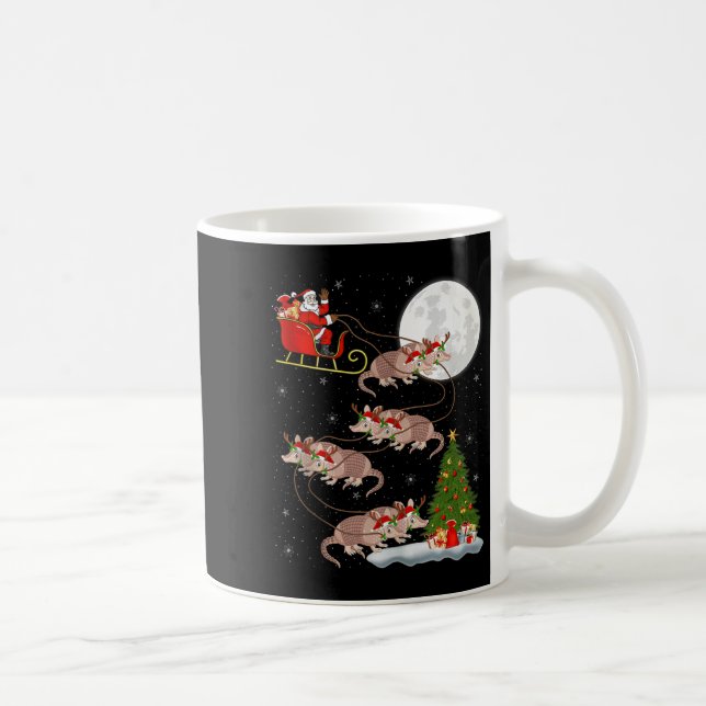 Caneca De Café Armadillo Santa Sleigh Flying Funny Magical Christ (Direita)