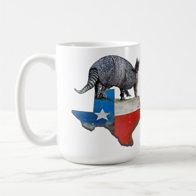 Caneca De Café Armadillo Texas - Mapa de Sinalizador do Estado do (Esquerda)