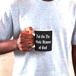 Caneca De Café Armadura Completa de Deus Citação Gótica