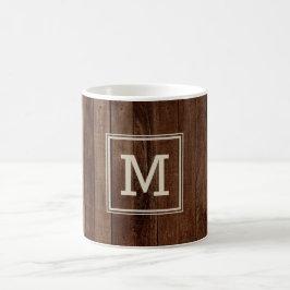 Caneca De Café Armário Rustic Barn Wood Monograma