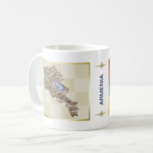 Caneca De Café Armênia Sinalizador + Mug de Mapa