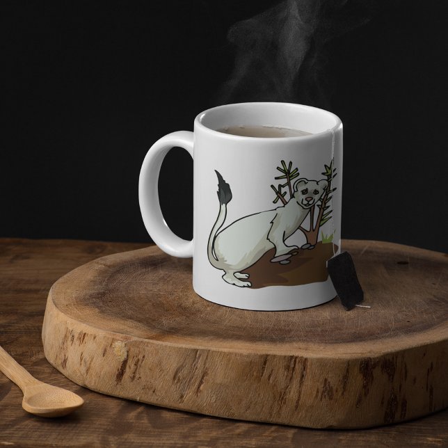Caneca De Café Arminho de Doninha Branca Inverno Stoat Vida Selva (Criador carregado)