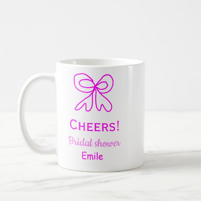 Caneca De Café Arqueiro roxo laço rosa casamento adicionar nome  (Esquerda)