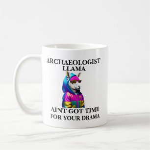 Caneca De Café Arqueólogo Lhama Não Tem Tempo Para Seu Drama