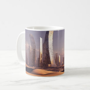 Caneca De Café Arquiteta futurista surrealista de arranha-céus em