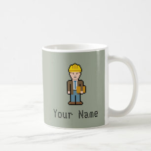 Caneca De Café Arquiteto de Pixel de Nome Personalizado
