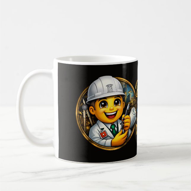 Caneca De Café Arquiteto Profissional & Ilustração de Planejament (Esquerda)