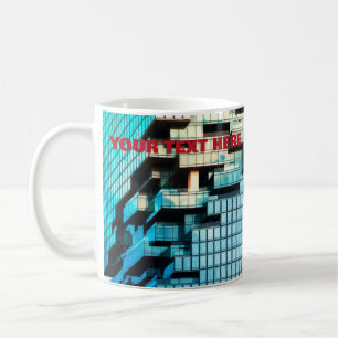 Caneca De Café Arquitetura Azul Moderna de Arranha-Céus Personali