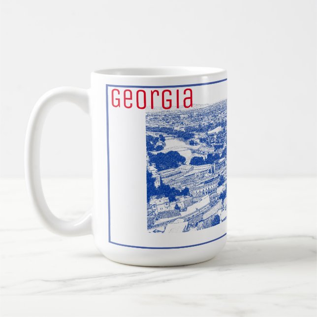 Caneca De Café Arquitetura de rua Tbilisi Georgia Cityscape (Esquerda)