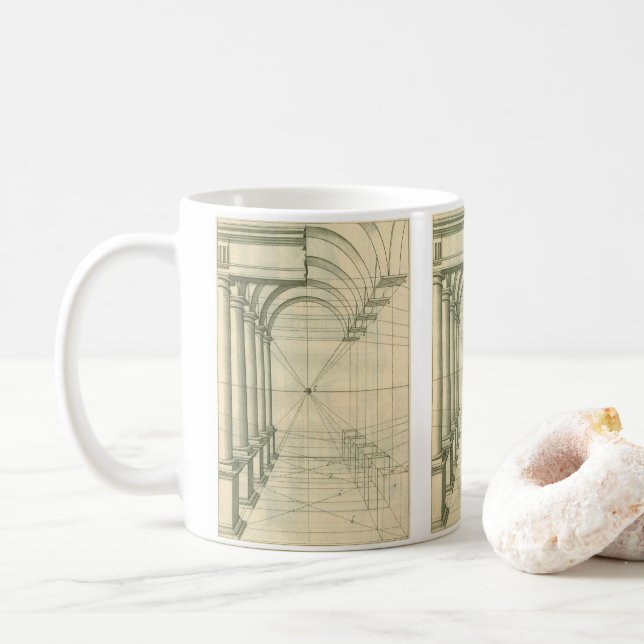 Caneca De Café Arquitetura Vintage, Arches Colunas Perspectiva (Com Donut)