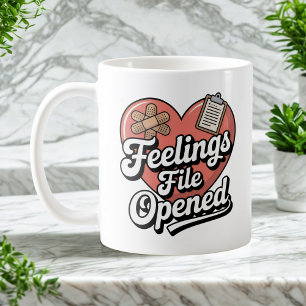 Caneca De Café Arquivo de Sentimentos Aberto Humor de Cura Auto