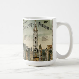Caneca De Café Arranha-céus de Philadelphfia (poster vintage