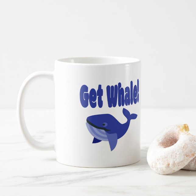 Caneca De Café Arranja Baleia, Arranja Um Arma Engraçado (Com Donut)