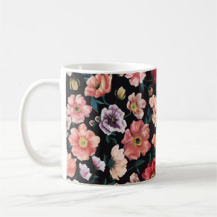 Caneca De Café arranjo abstrato sólido de cheio de flores, por to