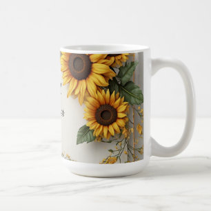 Caneca De Café Arranjo de Flores de Girassóis Cottagecore