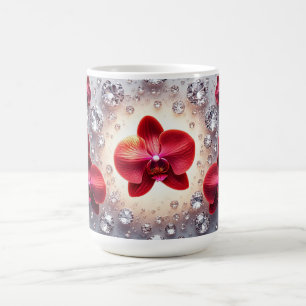 Caneca De Café Arranjo Elegante de Orquídeas Vermelhas