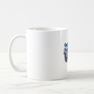 Caneca De Café Arranjo Floral EUA Patriótico Design Vetorial_1