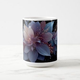 Caneca De Café Arranjo Floral Fantasia Roxo e Dourado Elegante